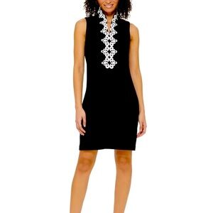 Jessica Howard Black Sleeveless Lace-Trimmed Shift Dress